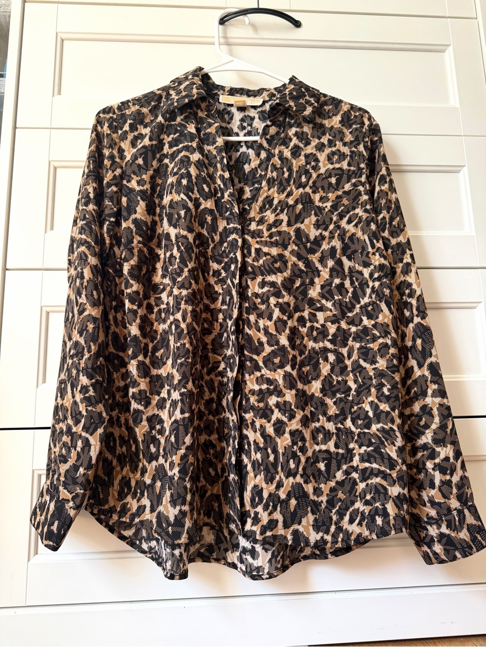 MICHAEL Michael Kors Snake Leopard Print Long Sleeve Blouse Small NWOT
